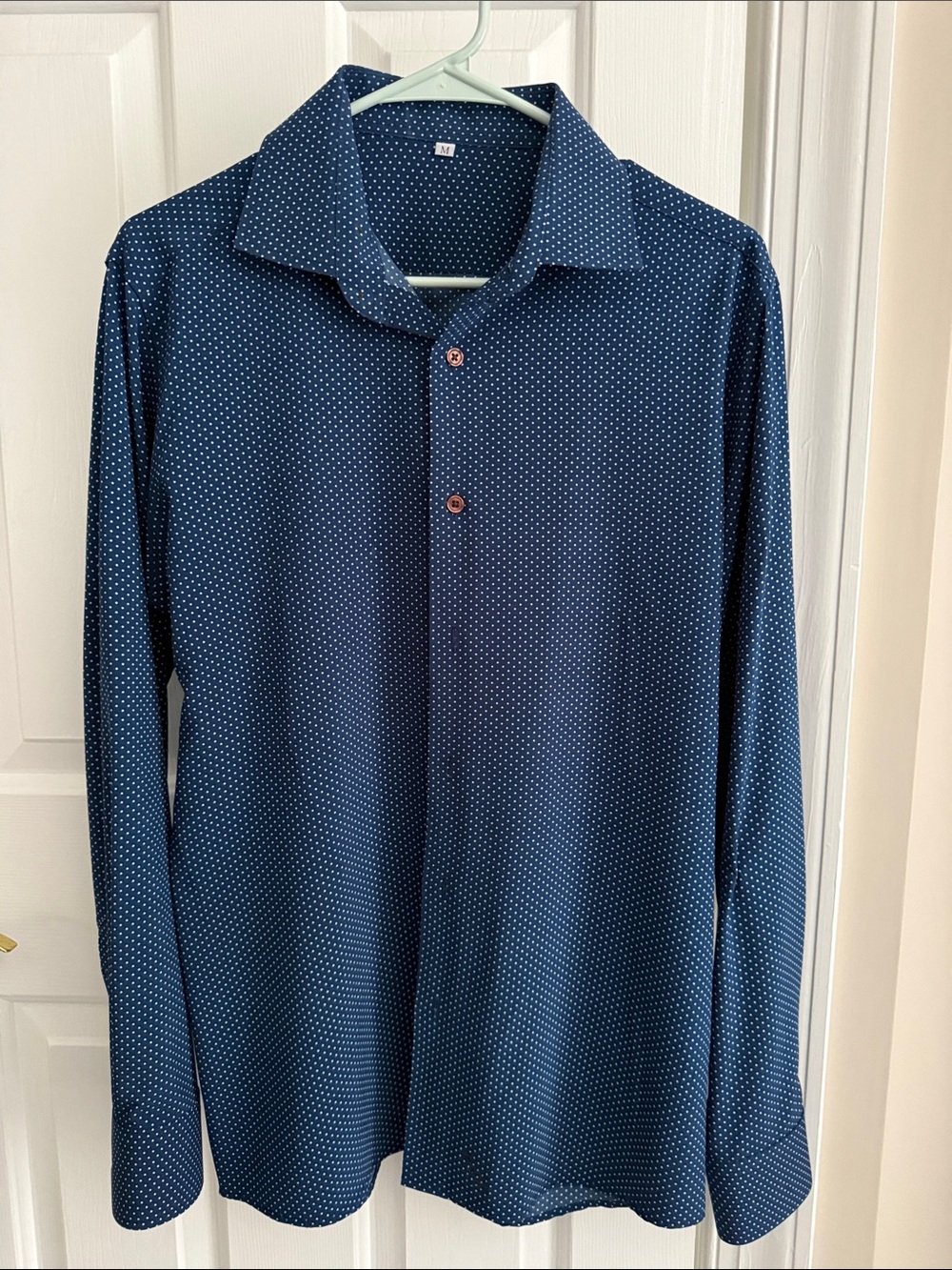 Men's Navy Microdot Long-Sleeve Button-Down Shirt